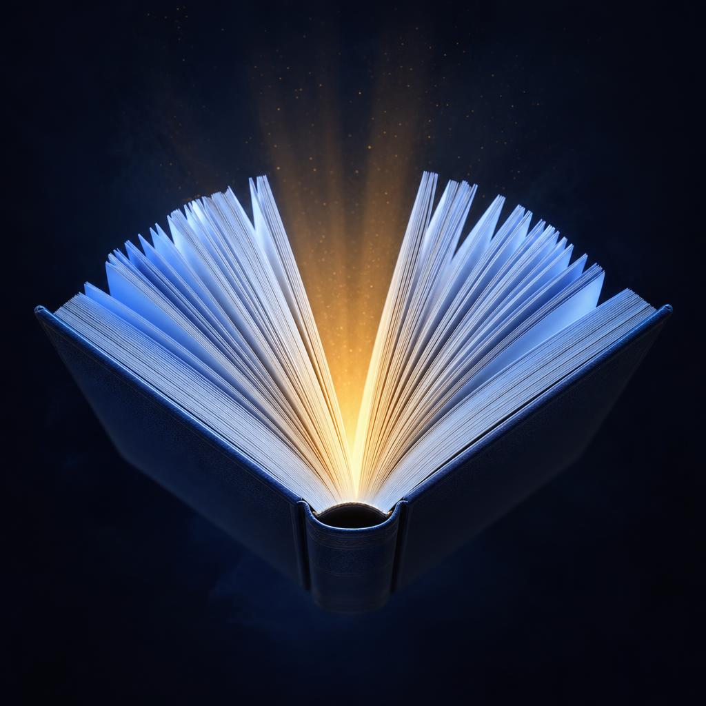 Curated longevity book shelf with warm editorial lighting.